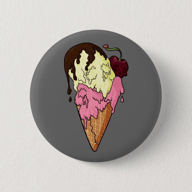 Todsüße Strawberry n' Banana Skull Ice Creme Button (Vorderseite)