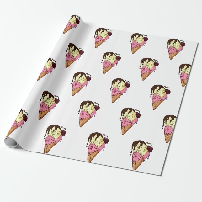 Todsüße Strawberry n' Banana Skull Ice Creme Geschenkpapier (Ungerollt)