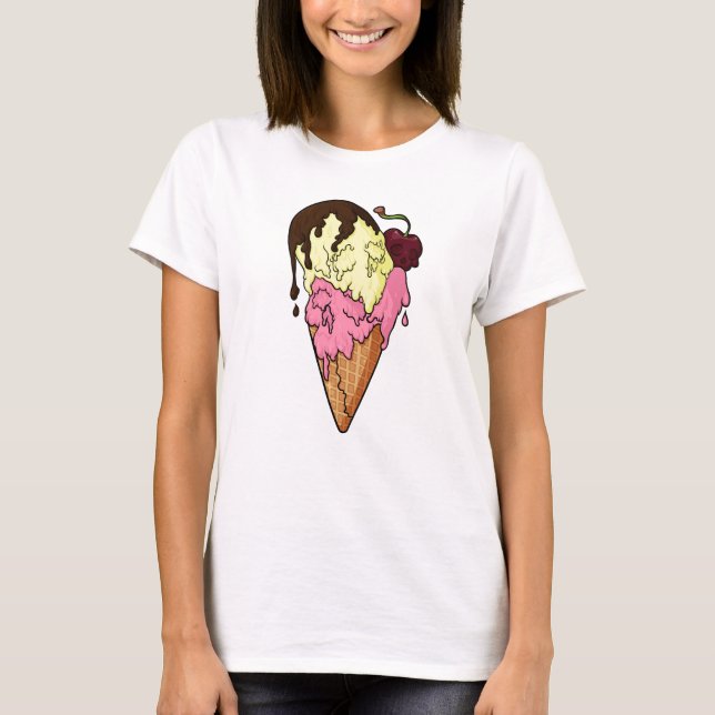 Todsüße Strawberry n' Banana Skull Ice Creme T-Shirt (Vorderseite)