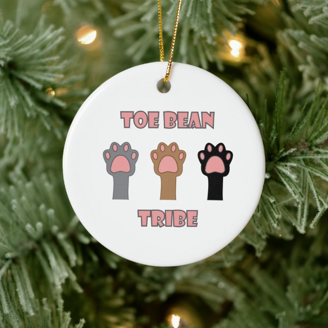 Toe Beans Funny Cat Paws Pink Letters Keramik Ornament (Baum)