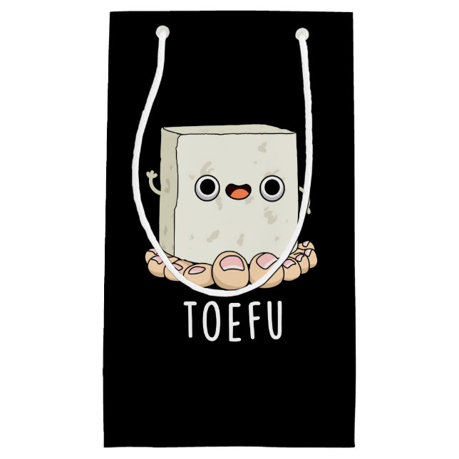 Toe-fu Funny Tofu Pun Dark BG Kleine Geschenktüte (Vorderseite)