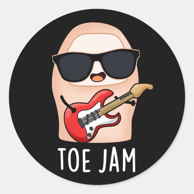 Toe Jam Funny Big Toe Music Pun Dark BG Runder Aufkleber (Vorderseite)