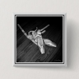 'Toe Shoes' Square Button (B&W)