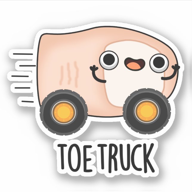 Toe Truck Funny Anatomy Body Parts Pun Aufkleber (Vorderseite)