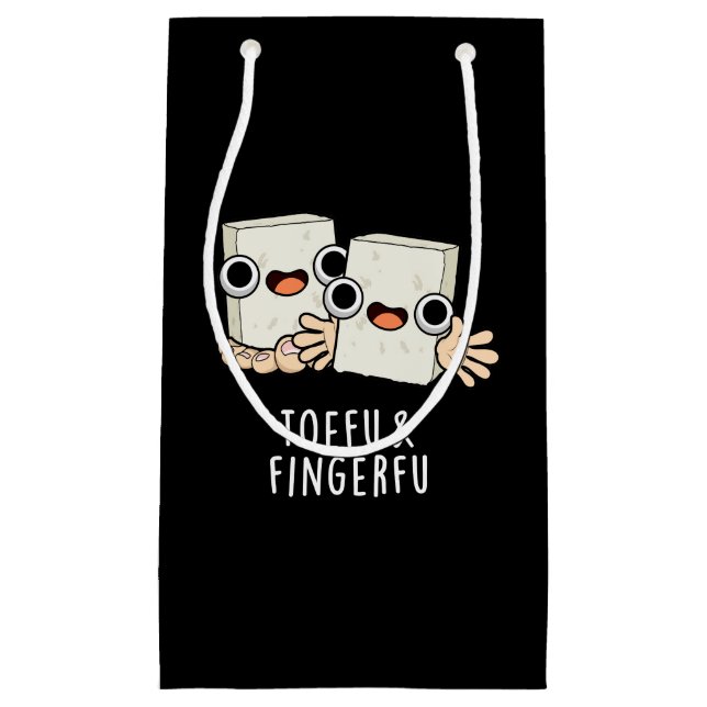 Toefu Fingerfu Funny Food Tofu Pun Dark BG Kleine Geschenktüte (Vorderseite)