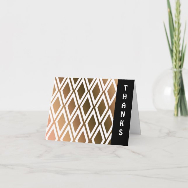 Toffee Brown und White Diamond Vielen Dank Dankeskarte (Vorderseite)