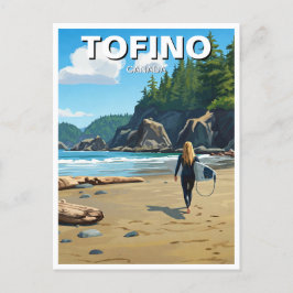 Tofino Canada Surfer on Beach Travel Postkarte
