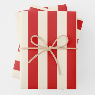 Tofu-Creme-Briefkasten rote Streifen Geschenkpapier Set