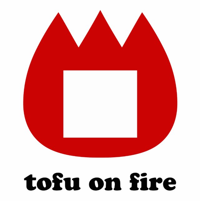 📛 Tofu in Brand Freistehende Fotoskulptur