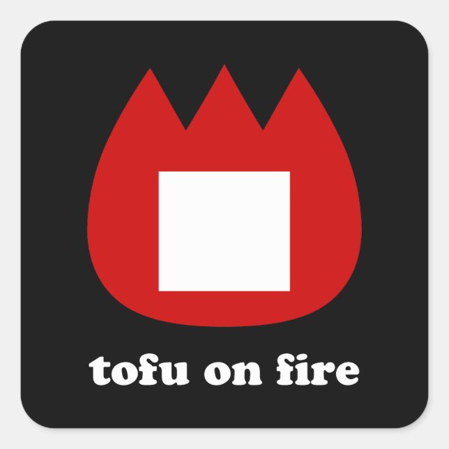 📛 Tofu in Brand Quadratischer Aufkleber (Vorderseite)