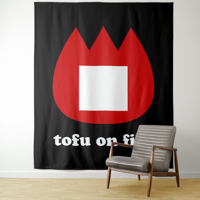 📛 Tofu in Flammen Wandteppich (Beispiel)