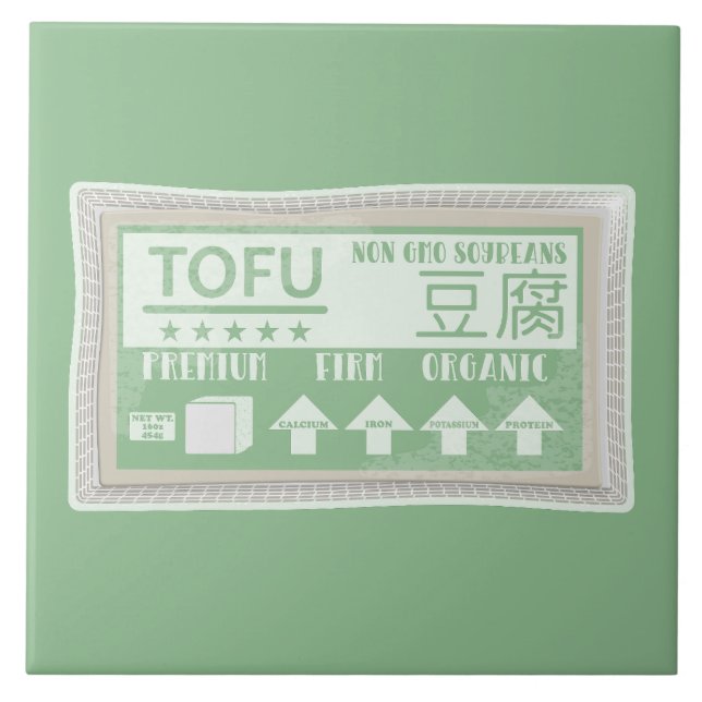 Tofu Pop Art Lebensmittelverpackung Fliese (Vorderseite)