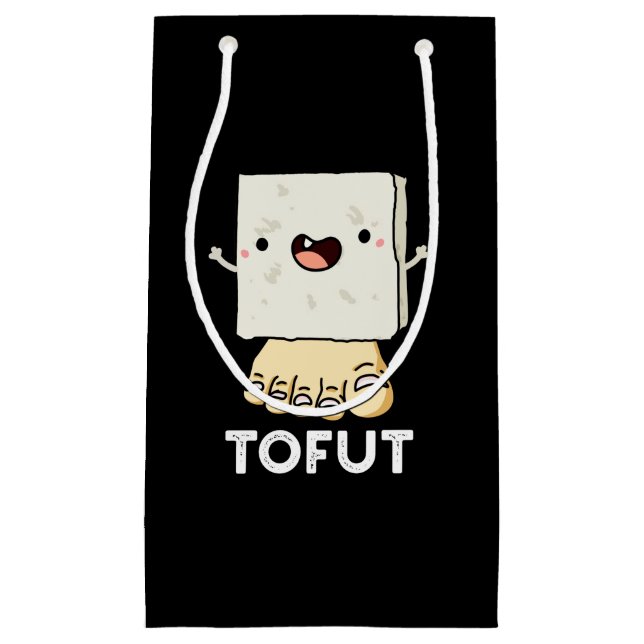 Tofut Funny Tofu Pun Dark BG Kleine Geschenktüte (Vorderseite)