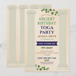 Toga Party Birthday Roman Ivy Scroll Alt Einladung
