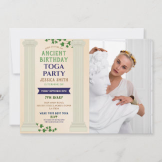Toga Party Birthday Roman Ivy Scroll Altes Foto Einladung