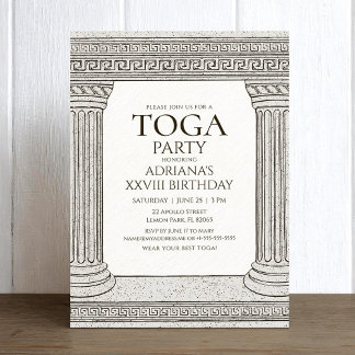 Toga Party Geburtstag Einladung mit römischem Them