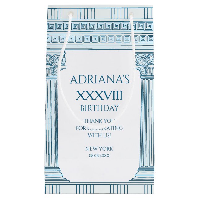 Toga-Party mit griechischem Mäander-Muster und Spa Kleine Geschenktüte (Vorderseite)