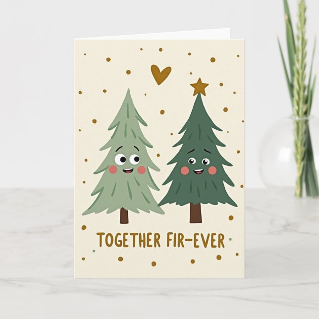 Together Fir Ever Cute Christmas Card Karte (Vorderseite)