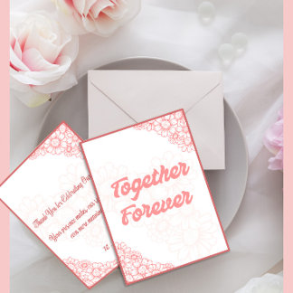 Together Forever Pink Minimalistische Hochzeits Ei Einladung