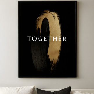 TOGETHER Gold Abstract Pinselstrich Kunst für Paar Poster