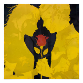 Together in Love- Romantic Love Illustration Poster