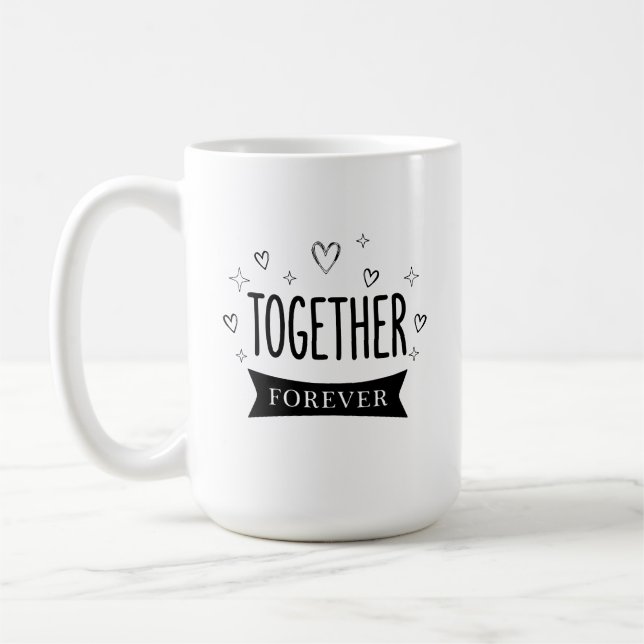 Together Minimalist Typography Modern Unity & Fami Kaffeetasse (Links)