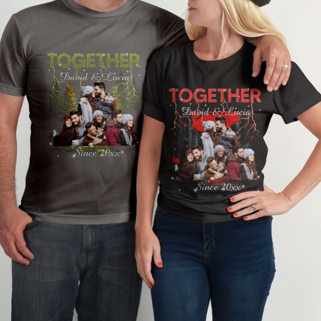 Together Since Bootleg Retro Style Custom Photo  T-Shirt (Von Creator hochgeladen)