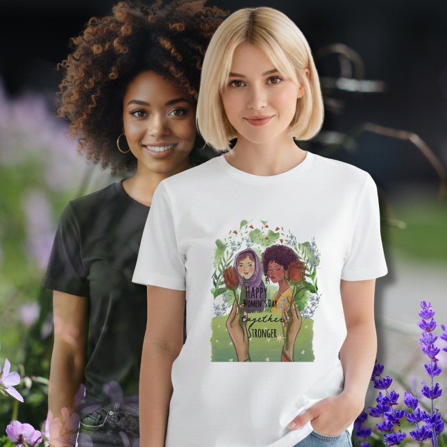 Together Stronger Womens Day Portrait with Roses Tri-Blend Shirt (Together Stronger Womens Day Portrait with Roses Tri-Blend Shirt)