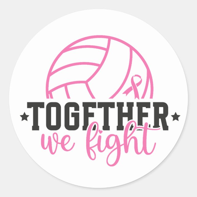 Together We Fight Breast Cancer Pink Ribbon Runder Aufkleber (Vorderseite)