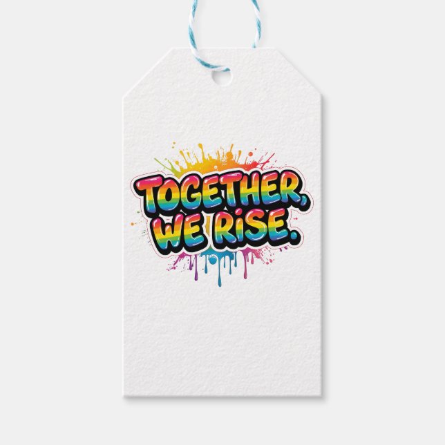 Together We Rise Rainbow Quote Design Geschenkanhänger (Vorderseite)