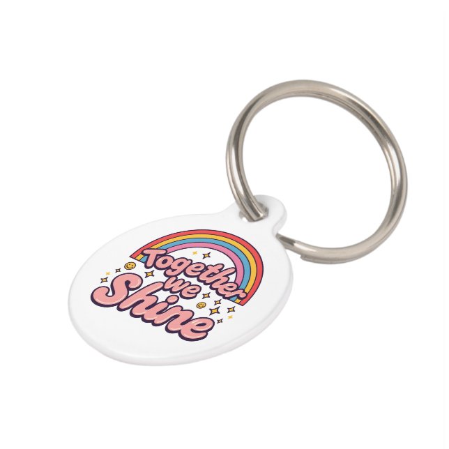 Together We Shine – Rainbow Retro Pride Quote Haustiermarke (Seite)