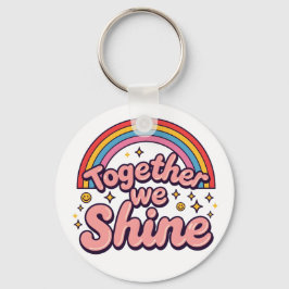Together We Shine – Rainbow Retro Pride Quote Schlüsselanhänger