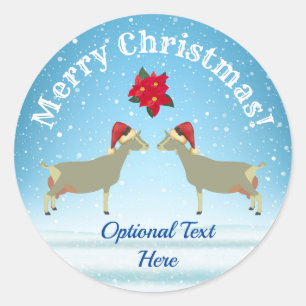 Toggenburg Dairy Ziege Weihnachten im Schnee Runder Aufkleber