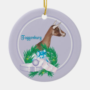 Toggenburg Goat Wreath Keramik Ornament