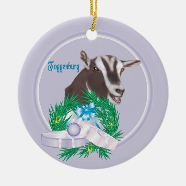 Toggenburg Goat Wreath Keramikornament (Vorne)