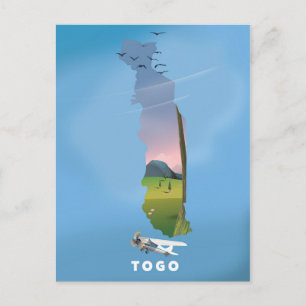 Togo African map travel print Postkarte