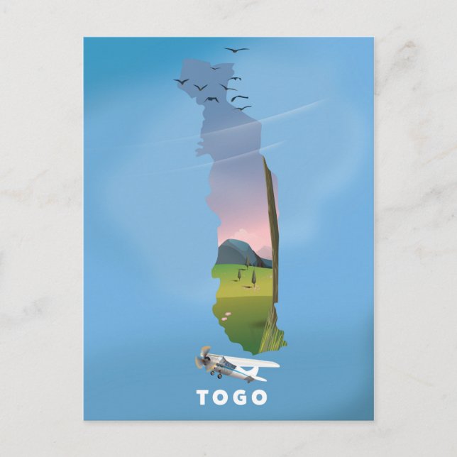 Togo African map travel print Postkarte (Vorderseite)