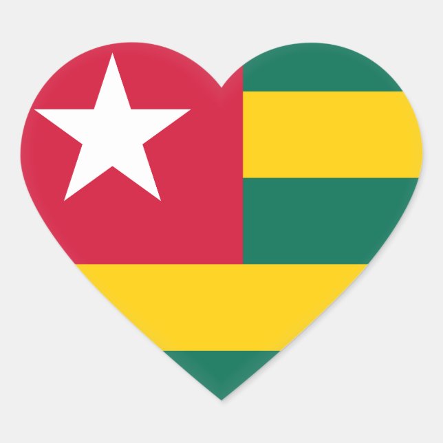Togo Flag Herz-Aufkleber (Vorderseite)