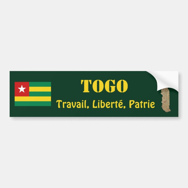 Togo Flag + Map Autoaufkleber (Vorne)