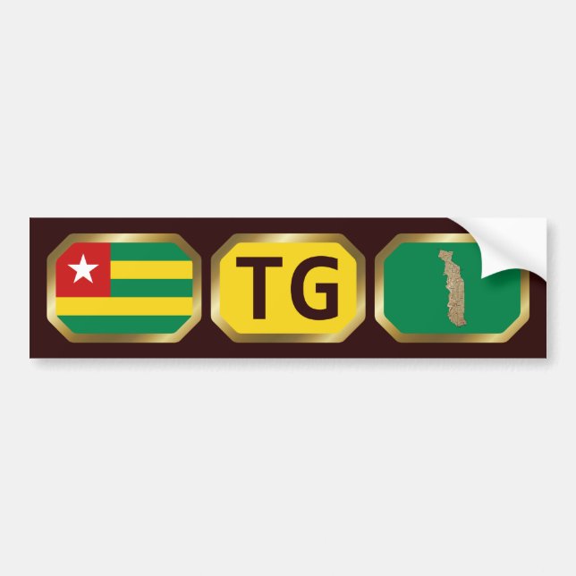 Togo Flag Map Code Autoaufkleber (Vorne)