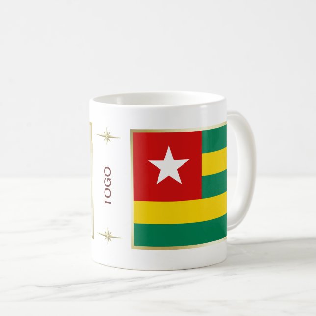 Togo Flag + Map-Tasse Kaffeetasse (VorderseiteRechts)
