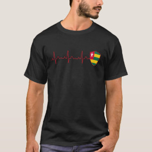 Togo-Flagge Herzschlag EKG Patriotisch National T-Shirt