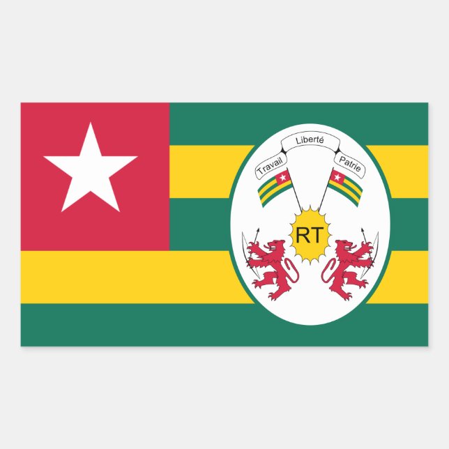 Togo-Flagge und -Emblem, Flagge Rechteckiger Aufkleber (Vorderseite)