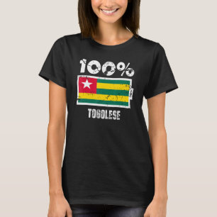 Togo-Flagge Unterstützung 100 Togolesische Batteri T-Shirt