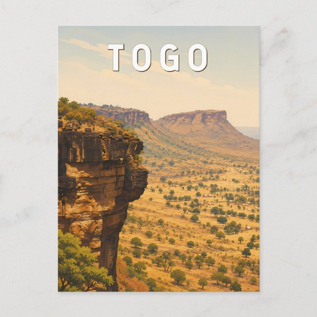 Togo Illustration Reise Kunst Vintage Postkarte (Vorderseite)