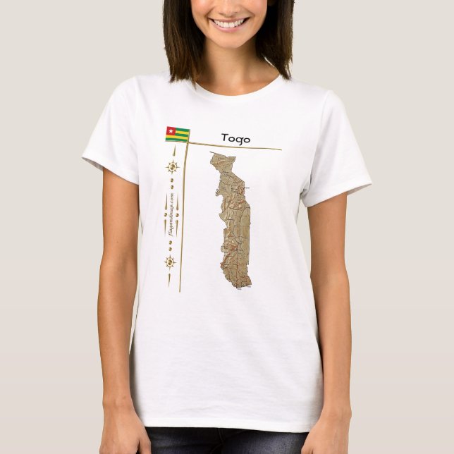Togo Map + Flag + T - Shirt (Vorderseite)