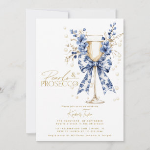 Toile-Band Blumenperlen und Prosecco-Brautjungfern Einladung