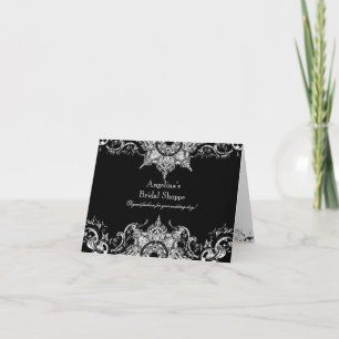Toile Black n White Damask Swirl Wedding Einladung