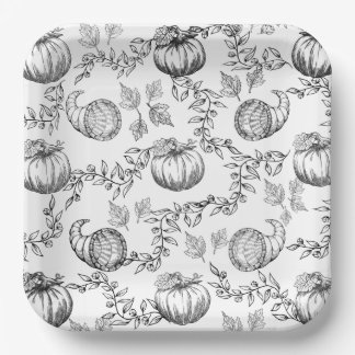 Toile Black Pumpkin 9 in. Platine Pappteller
