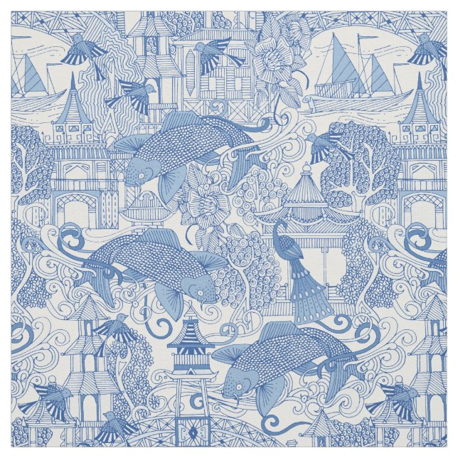 toile Blau des Chinoiserie Stoff (Muster)